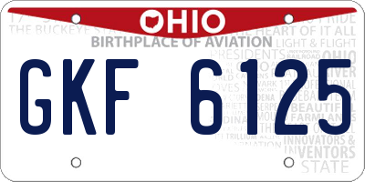 OH license plate GKF6125