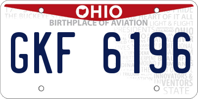 OH license plate GKF6196