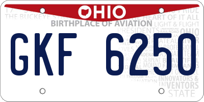 OH license plate GKF6250