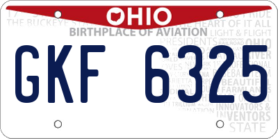 OH license plate GKF6325
