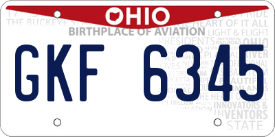 OH license plate GKF6345