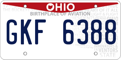 OH license plate GKF6388