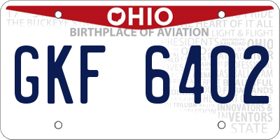 OH license plate GKF6402