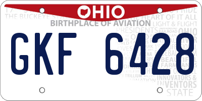 OH license plate GKF6428