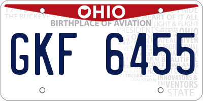 OH license plate GKF6455
