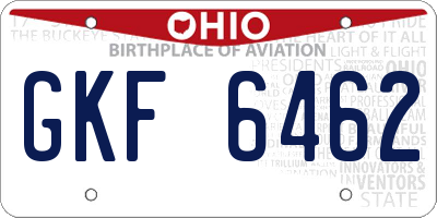 OH license plate GKF6462