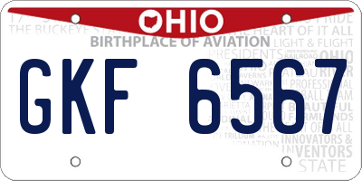 OH license plate GKF6567