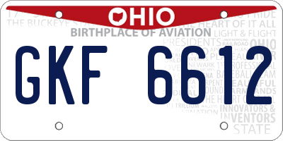 OH license plate GKF6612