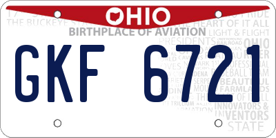 OH license plate GKF6721