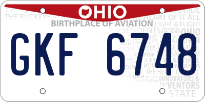 OH license plate GKF6748