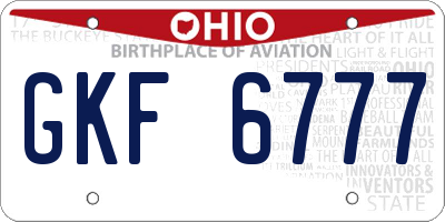 OH license plate GKF6777