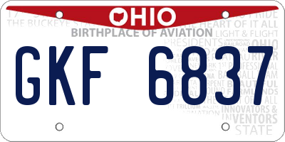 OH license plate GKF6837