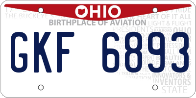 OH license plate GKF6893