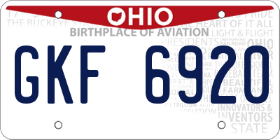 OH license plate GKF6920