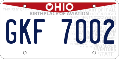 OH license plate GKF7002