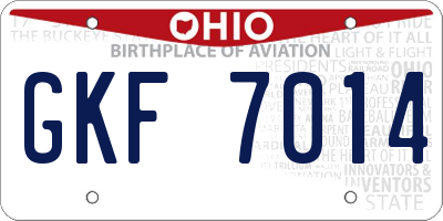 OH license plate GKF7014