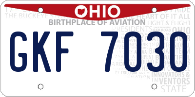 OH license plate GKF7030