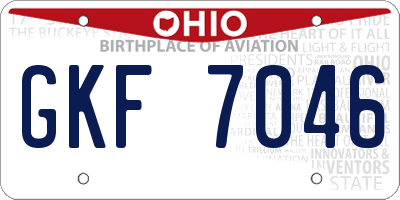 OH license plate GKF7046