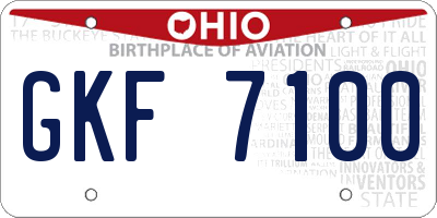 OH license plate GKF7100