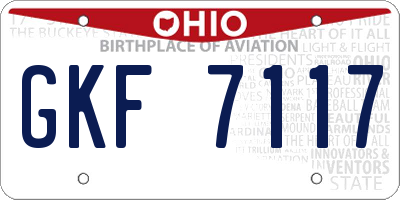 OH license plate GKF7117