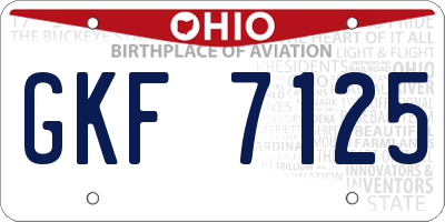 OH license plate GKF7125