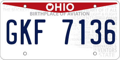 OH license plate GKF7136