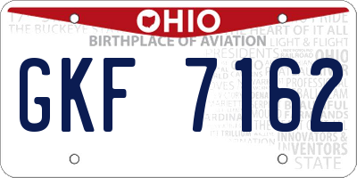 OH license plate GKF7162