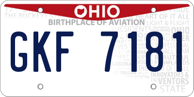 OH license plate GKF7181