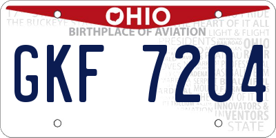 OH license plate GKF7204