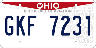 OH license plate GKF7231