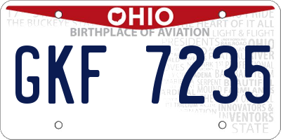 OH license plate GKF7235
