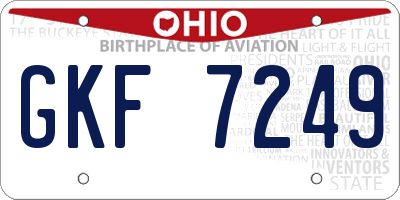 OH license plate GKF7249