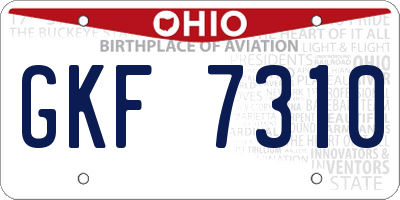 OH license plate GKF7310