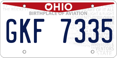 OH license plate GKF7335