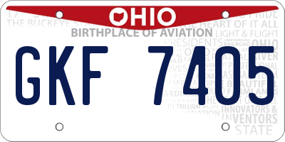 OH license plate GKF7405