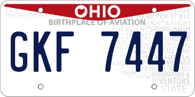 OH license plate GKF7447