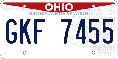 OH license plate GKF7455