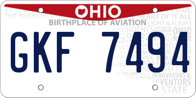 OH license plate GKF7494