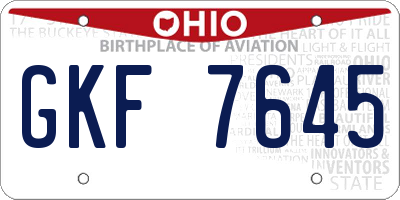 OH license plate GKF7645
