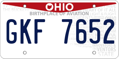 OH license plate GKF7652