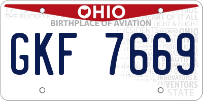 OH license plate GKF7669