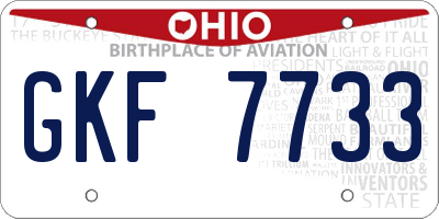 OH license plate GKF7733