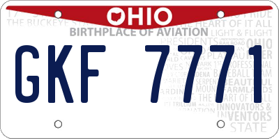 OH license plate GKF7771