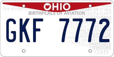 OH license plate GKF7772