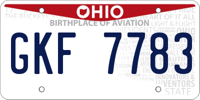 OH license plate GKF7783