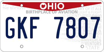 OH license plate GKF7807