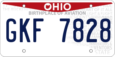 OH license plate GKF7828