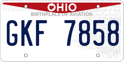 OH license plate GKF7858
