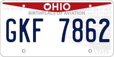 OH license plate GKF7862