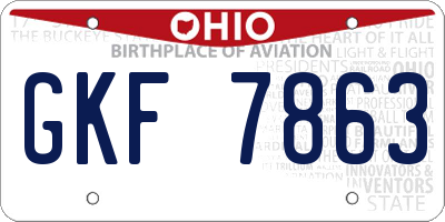OH license plate GKF7863